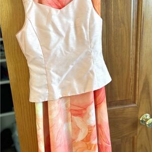 Floral Peach Pink and Orange Kids Dress